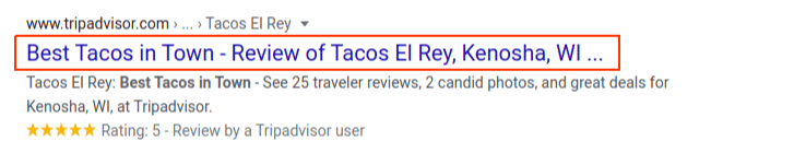 Google Search Result - Title Tag Displayed